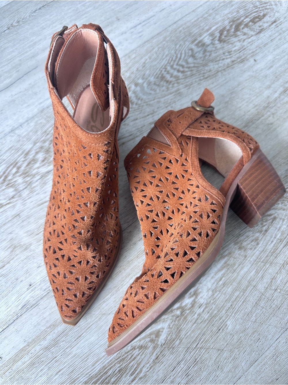 Sbicca Vintage Collection Suede Laser Cut Ankle Botties  8